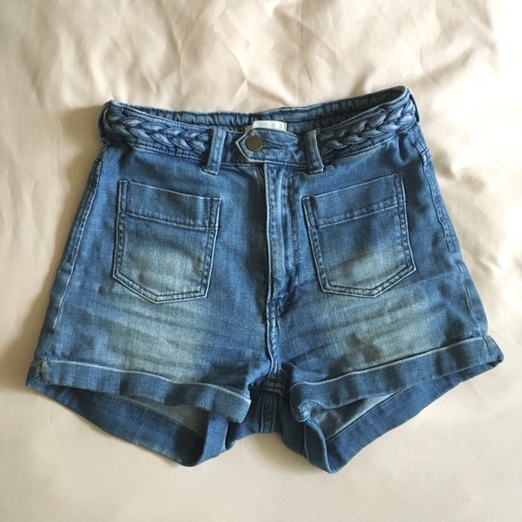 HM BRAID BELT WASHED SHORTS - Picture 3 of 4